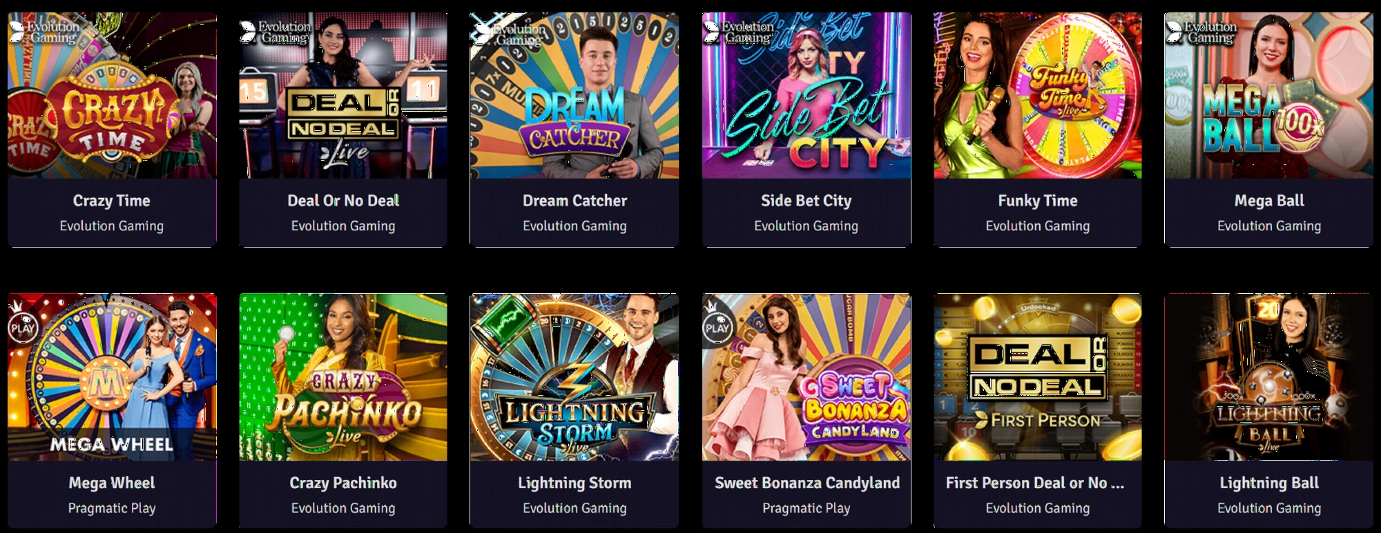 Jeux en direct et game shows sur Rizz Casino